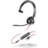 Poly Cuffia Poly Blackwire C3315-M monoaurale USB-A e 3,5 mm