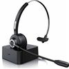 CSL - cuffie wireless con stazione di ricarica - cuffie Bluetooth mono con microfono - porta di ricarica USB - multipoint, cancellazione del rumore - leggere - vivavoce - PC tablet smartphone - casa ufficio ufficio