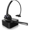 CSL mono auricolare Bluetooth con stazione di ricarica, cuffie con microfono flessibile, multipoint, senza fili, leggero, a mani libere, chat call center riunioni, compatibile con PC smartphone iPhone