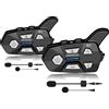 WAYXIN R9 cuffia per moto a 6 vie, sistema di comunicazione interfono per moto, cuffia per casco con portata 1500m full duplex intercom, cuffia per moto con FM, funzione parti musicali Double Pack