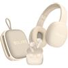 Bolaris, pacchetto audio 3 in 1: cuffie stereo Malaga / altoparlante Bluetooth / cuffie Valencia, beige