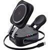 InLine Caricabatterie wireless InLine® 3 in 1, 15 W, compatibile con Qi e MagSafe, cavo da 0,8 m