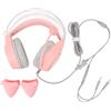 Gistuch Cuffie da gioco Cat Ear Roseate RGB Light, archetto regolabile, cuffie con microfono con cavo per PC, laptop, console di gioco