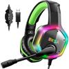 OEM Cuffie da gioco, audio surround 7.1, microfono con cancellazione del rumore, verde