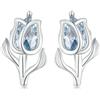 IMINI Eleganti orecchini a bottone a forma di tulipano per donne e ragazze, in argento Sterling 925, con cristalli blu e zirconia cubica, piccoli orecchini a perno per cartilagine, piccoli orecchini a perno