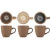 H&H Set 6 Tazzine da Caffè in Porcellana Cancun 100 cc - Colori Assortiti Grigio, Azzurro, Beige e Marrone - Design Minimal - Perfette per Espresso e Bevande Calde - Adatte anche alla Ristorazione