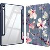 FINTIE Custodia per Samsung Galaxy Tab S10 Lite 2025 /S10 FE /S9 FE 10.9/S9 11 con S Pen Portapenne - Antiurto Sottile Case Posteriore Trasparente Cover con Auto Sonno/Sveglia, Hibiscus