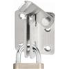 Litensh Chiavistello per porta con serratura in acciaio inox con lucchetto, foro di chiusura della porta, per porte in legno, armadio da giardino, aperto a destra (Argento, L: 52 x 62)