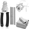 qhklew Pinza per Recinzion, Pinze per Anelli di Maiale con 1200 Anelli, Zincati Hog Ring Pliers kit, Recinzione Anelli di Maiale Zincati per Recinzioni, Gabbie per Animali, Carne