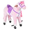 HOMCOM Cavallo a Dondolo in Peluche con Ruote e Suoni per Bambini da 3+