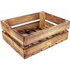 Creative Deco | Cassetta in Legno Fiammato Vintage, Shabby 40 x 30 x 15 cm | Scatola Porta Oggetti, Portafrutta, Cassette Decorazioni, Regali per la Decorazione DIY