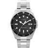 Timex Orologio da Uomo Trend da 42 mm, Cinturino in Acciaio Inox Argentato, Quadrante Nero, Cassa Argentata, TW2Y28700