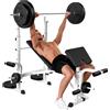 HOMCOM Panca pesi multifunzionale, panca pesi regolabile con leg press, portamanubri, acciaio