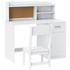 AIYAPLAY Scrivania per Bambini con Scaffali, Armadietto, Cassetto e Sedia per Bambini Abbinata in MDF Bianco | Aosom Italy