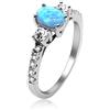 Uloveido Anello in argento sterling 925 con 3 pietre blu opale di fuoco Anello con pietra della nascita Anello con CZ JZ104 (misura 20)