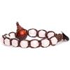 Tamashii bracciale 1 giro originale tibetano linea diamond cut realizzato con pietra naturale da 8 mm giada rosa e cordoncino marrone.Unisex.Tg unica.BHS911-199