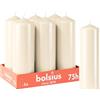 Bolsius Candele a pilastro lisce - Avorio - 6 pezzi - 20 x 7 cm - Durata 75 ore - Non profumate - Contiene cera vegetale naturale - Senza olio di palma
