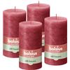Bolsius Rustik Candele a pilastro - rosso - 4 pezzi - 13 x 7 cm - non profumate - senza olio di palma - lunga durata di 60 ore - non profumate - cera vegana naturale