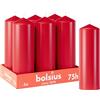 Bolsius Candele a pilastro lisce - Colore rosso - 6 pezzi - 20 x 7 cm - Durata 75 ore - Non profumate - Contiene cera vegetale naturale - Senza olio di palma
