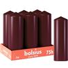 Bolsius Candele a pilastro lisce - Colore rosso bordeaux - 6 pezzi - 20 x 7 cm - Candele decorative per la casa - Durata 75 ore - Non profumate - Contiene cera vegetale naturale - Senza olio di palma