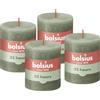 Bolsius Candela rustica a pilastro - verde scuro - confezione da 4 - lunga durata di 35 ore - senza profumo - cera vegana naturale - senza olio di palma - 8 x 7 cm