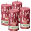 Bolsius Candele rustiche Silhouette - colore rosso con stampa - 4 pezzi - 13 x 7 cm - lunga durata - cera vegana - senza olio di palma - decorazione natalizia - Natale decorazioni casa