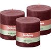 Bolsius olsius Candela cilindrica rustica XXL - rosso scuro - confezione da 3 - lunga durata di 62 ore - non profumata - con cera naturale vegana senza olio di palma - 10 x 10 cm