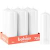 Bolsius Candele a pilastro lisce - Colore bianco - 6 pezzi - 20 x 7 cm - Durata 75 ore - Non profumate - Contiene cera vegetale naturale - Senza olio di palma