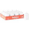 Bolsius Candele a pilastro lisce - Colore bianco - 12 pezzi - 8 x 6 cm - Durata 17 ore - Non profumate - Contiene cera vegetale naturale - Senza olio di palma