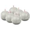 Bolsius Rustik - Candela sferica, colore grigio chiaro, set da 6 pezzi, candela decorativa, lunghezza 25 ore, non profumata, cera vegetale naturale, senza olio di palma, Ø 7,6 cm