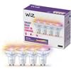 WiZ Faretto Smart WiFi, Luce Bianca e Colorata, Vetro, attacco GU10, equivalente a 50W, Tecnologia SpaceSense, Controllo Vocale (Alexa, Apple HomeKit, Google Home), confezione da 4