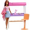 Barbie Playset Camera da Letto, Bambola Brunette con Letto, Scrivania e Accessori, Giocattolo per Bambini 3+ Anni, FXG52