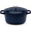 La Fonderie 1890 ALMA25 Pentola a Cocotte tonda in ghisa, smaltata blu, SENZA PFAS, PFAS FREE, pentola con 2 manici e coperchio, diametro 25 cm, Capienza 4,7 litri