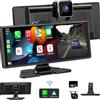 OEM Autoradio portatile con schermo da 10,26 pollici, funzione CarPlay con dashcam 4K anteriore e posteriore, display wireless per auto con Mirror Link/AUX/scheda TF da 64 GB
