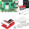 smart-home-komponente Raspberry Pi 5 4 GB Starter Kit | Alimentatore USB-C 27 W | Alloggiamento con ventola | Scheda SD da 64 GB | Cavo Micro HDMI 4K | Rosso - Bianco