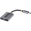 StarTech.com Adattatore USB C a Jack 3.5mm - Splitter USB Type C per 2 Cuffie con Microfono - Scheda Audio Esterna USB C con 2 Jack/Aux - Sdoppiatore Jack USB Tipo C - DAC 24-bit (USBC-AUDIO-SPLITTER)