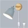 LZGS Go Swing Bands Lampada Da Parete Con Presa Per Interruttore Lampada Da Comodino Macaron Retrò Moderna Legno Moderne Lampada A Muro Orientabile E27 Luce Da Camera Da Letto Soggiorno (Cenere 2)