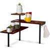 Wintem - Mensola Scaffale Angolare per Cucina 3 Ripiani Legno Bambù Struttura in Acciaio Mobile Angolare Portaspezie Portaoggetti in Bamboo con Ganci