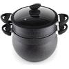 Royal Swiss - Pentola per couscoussiere Kuskus, 4-8-10 litri, con coperchio in vetro, colore: Rosso/Nero, Vetro Ceramica, Colore: rosso, 10