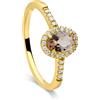 LUXURY MILANO Anello halo in oro con morganite