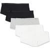 Amazon Essentials Intimo Boyshort in Cotone (Taglie Forti Disponibili) Donna, Pacco da 5, Bianco/Grigio Puntinato/Nero, 44