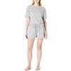 Amazon Essentials Completo Notte con T-Shirt Maniche Corte In Morbido Misto Cotone e Shorts Donna, Grigio Medio Puntinato, S