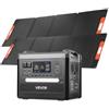 VEVOR Centrale Elettrica Portatile, Generatore Solare Portatile da 2400 W con 2 Pannelli Solari Pieghevoli da 200 W, Batteria di Backup LiFePO4 con 10 Porte di Uscita Uso Domestico, Campeggio