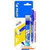 PILOT Frixion - Penna roller cancellabile, punta fine da 0,5 mm, colore: blu, penna e 3 ricariche