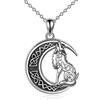 YFN Lupo Collana Argento Sterling Ciondolo Nodo Celtico Luna Lupo Gioielli Regalo per Uomini Donne Ragazze