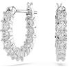 Swarovski Orecchini a cerchio Vittore, Taglio Round, Bianchi, Placcato rodio