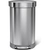 simplehuman CW2030 cestino semi-rotondo con pedale e bordo per sacchetti, pattumiera da cucina, acciaio inox spazzolato, 45 L