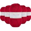 Utopia Crafts Super Aran - Filato per lavori a maglia e uncinetto, 5 pezzi, 100 g (Deep Berry)
