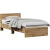 vidaXL Struttura letto vidaXL con testiera in legno effetto quercia "Artisan", 90 x 190 cm