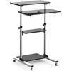 Techly Postazione di Lavoro Carrello PC Laptop con Mensole Altezza Regolabile